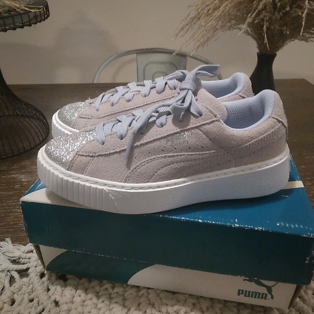 Kids Puma Suede Platform Glam Sneakers 1.5C